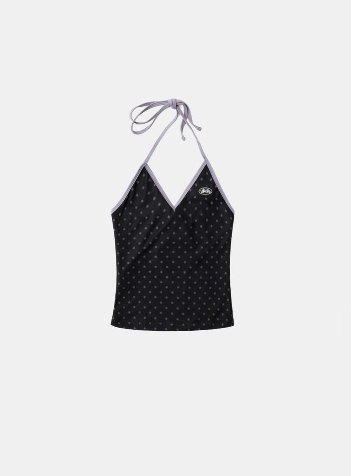 Splash Dot Halter Tank - Black