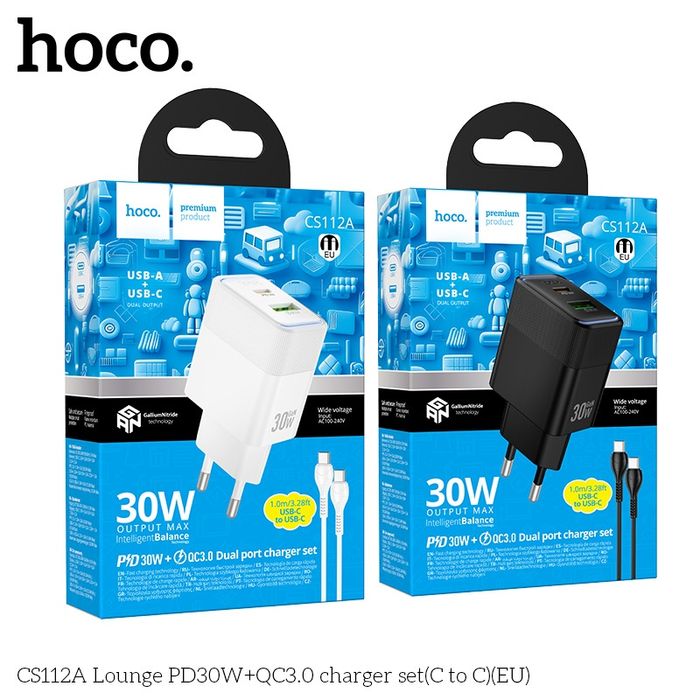Hoco CS112A 30 Ватт + QC3.0 Цэнэглэгч (C-C) Евро) 