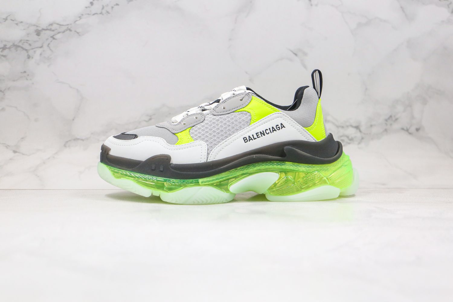Balenciaga Triple S Clear Sole White Green