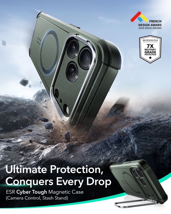 ESR – iPhone 17 Pro Max кейс (Камерын удирдлага, 7x Military-Grade хамгаалалттай)