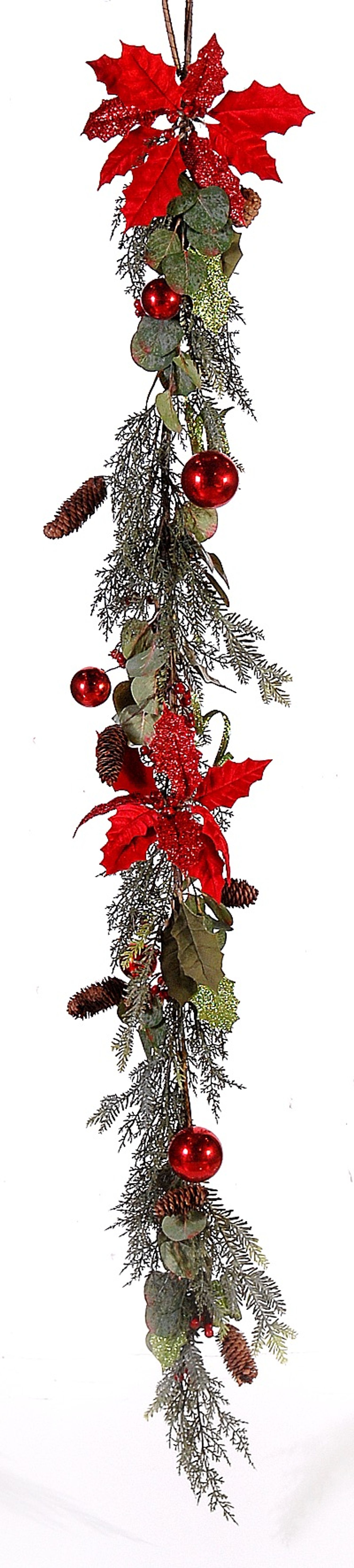 Green garland w/red flowers & berries