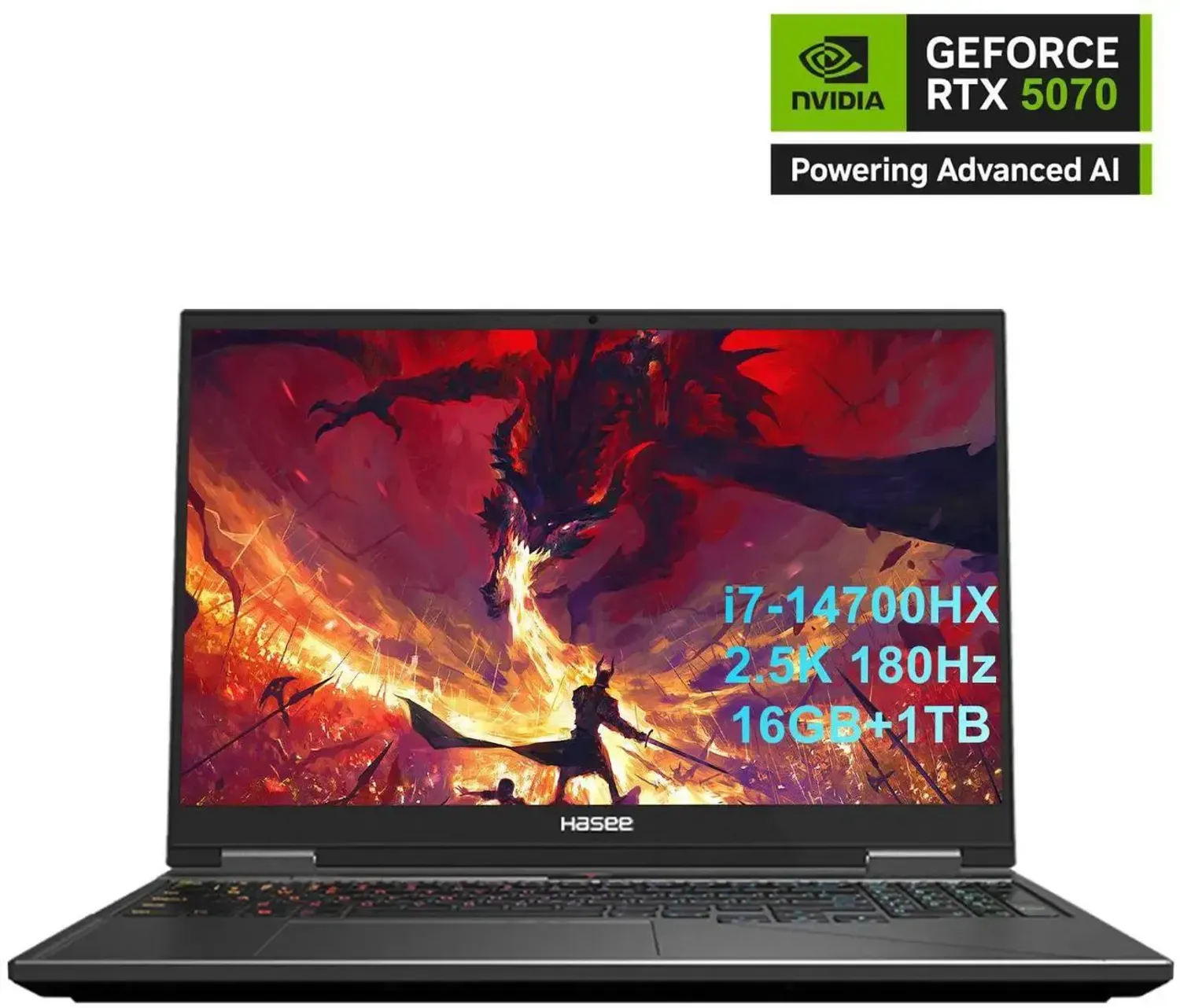 Hasee T8 Pro 16'' FHD 180Hz Display, Intel i7-14700HX, NVIDA GeForce RTX 5070, 16GB DDR5 RAM, 1TB SSD AI Ready Gaming Laptop НӨАТ-тай ҮНЭ