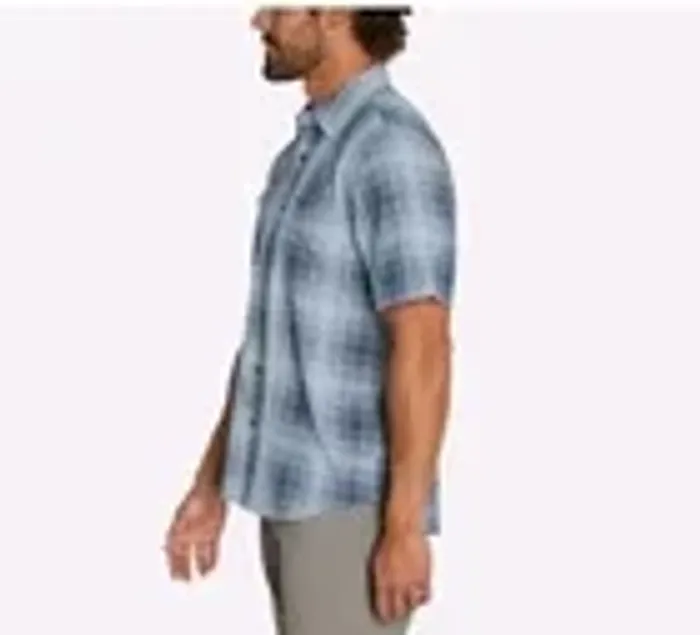 Orvis Men's Short Sleeve Woven Tech Shirt, Blue, Size S