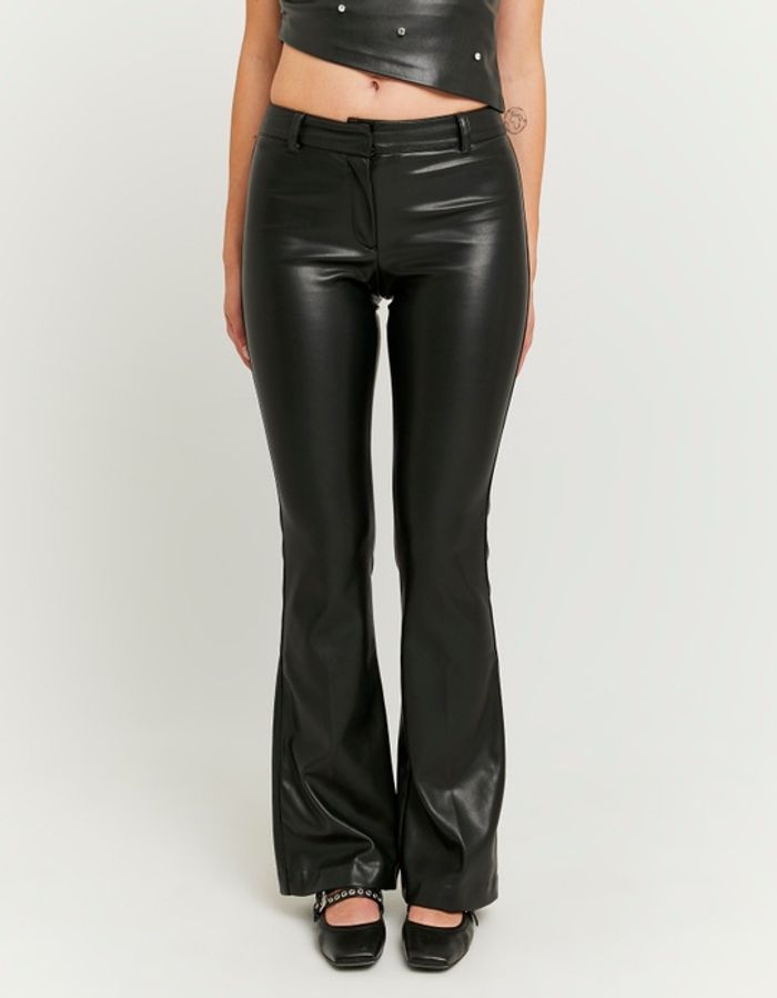 Black Mid Waist Flare Trousers