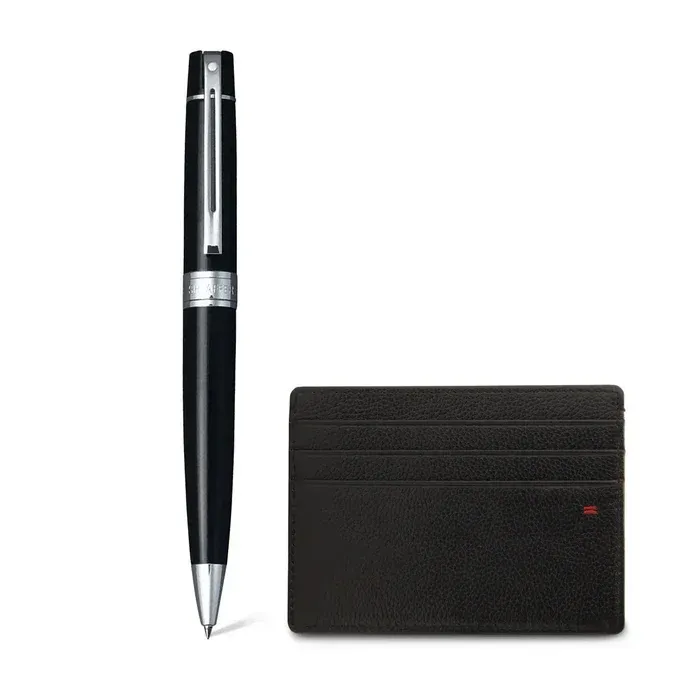   PEN SHEAFFER 300  GLOSSY BLACK WITH CHROME PLATED TRIMS BP WITH CREDIT CARD HOLDER
