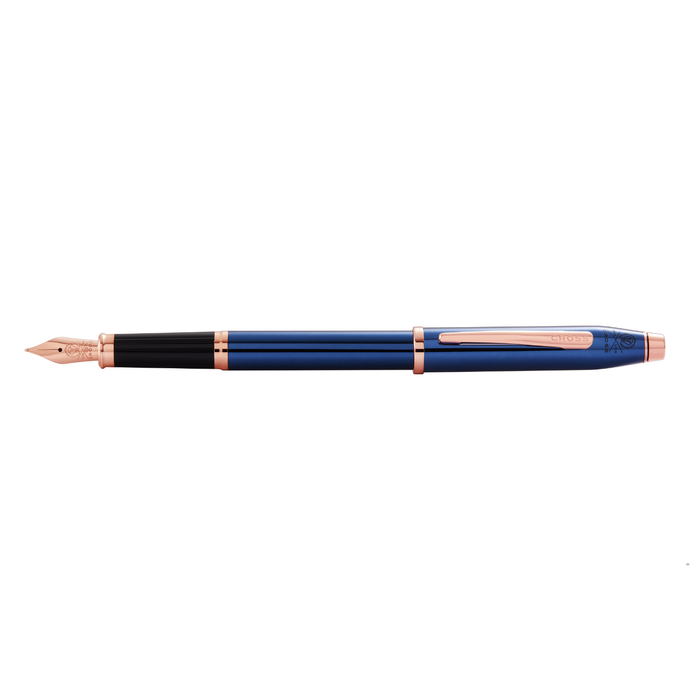 Cross Century® II Translucent Cobalt Blue Lacquer with Rose Gold Appointments and Medium Nib Fountain Pen 