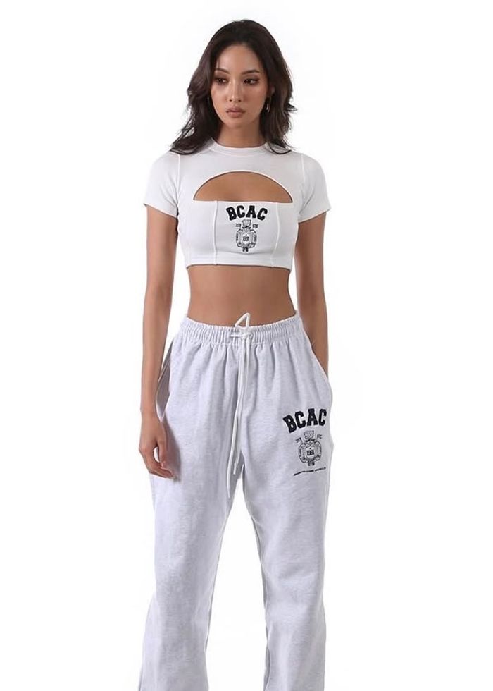 BCAC Emblem Cutout Crop Top - White 