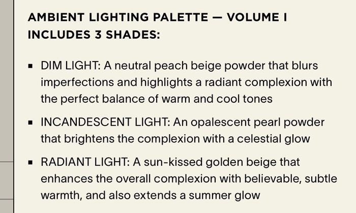 AMBIENT LIGHTING PALETTE