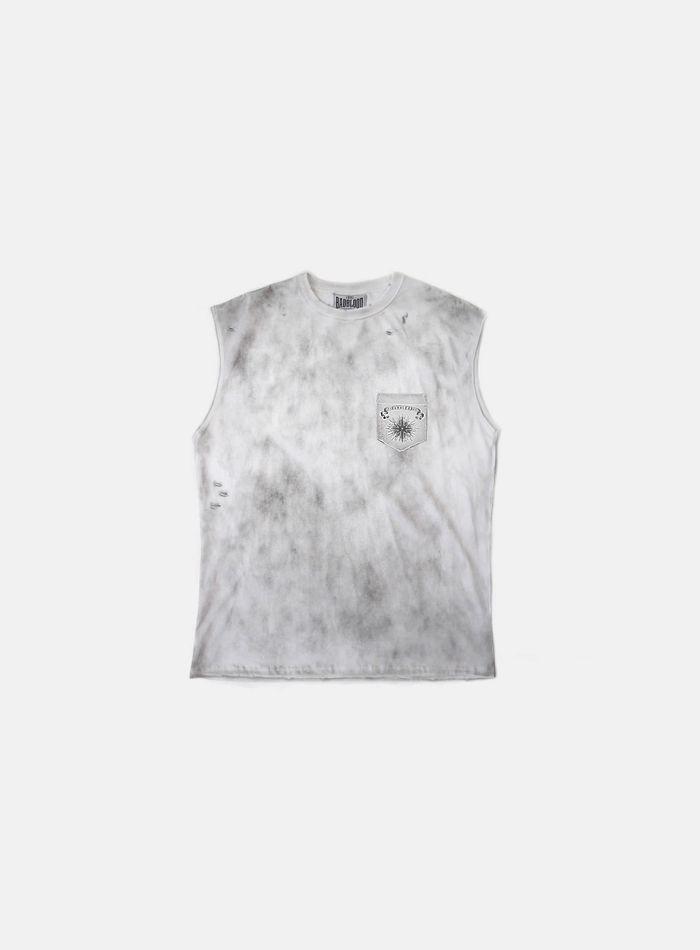 Cosmo Print Cut-off Tee - White