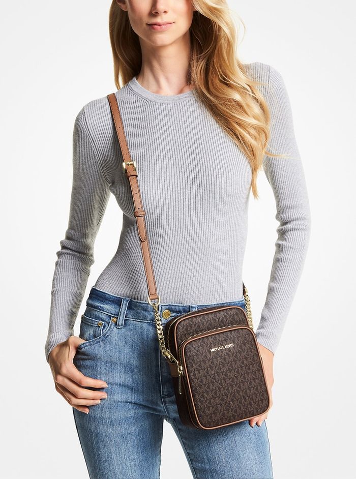 MK logo camera bag brown