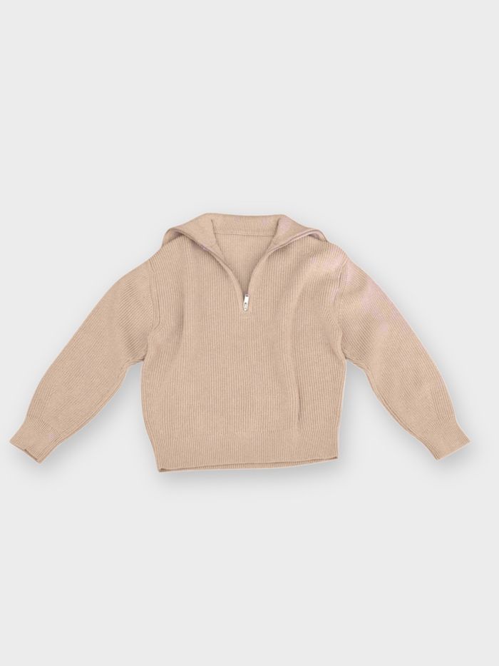 ZIP NECK-Beige