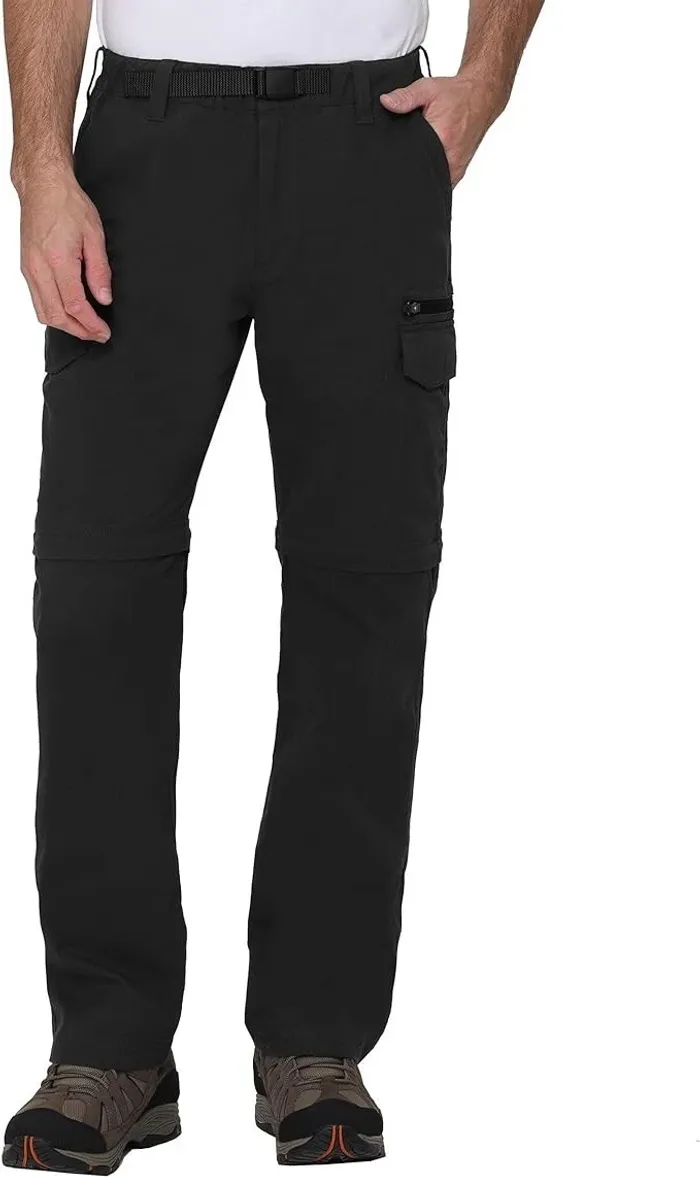 BC Clothing Men's Hiking Convertible Outdoor Cargo Pants, Black, Size MX30