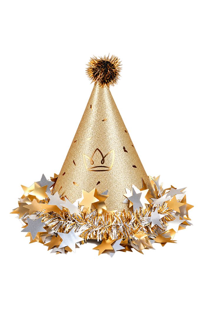 Glittering Gold Star-Trimmed Party Hat