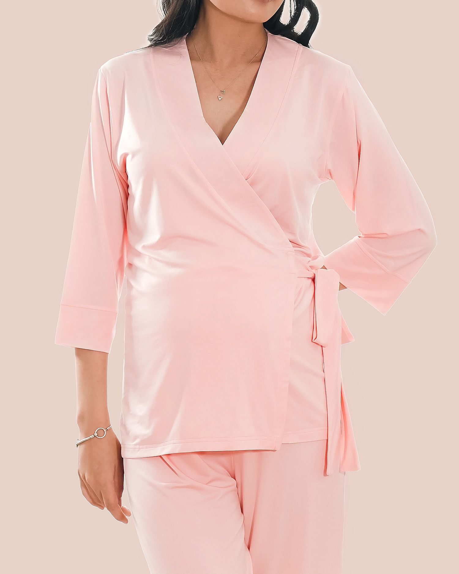 Maternity kimono set baby pink