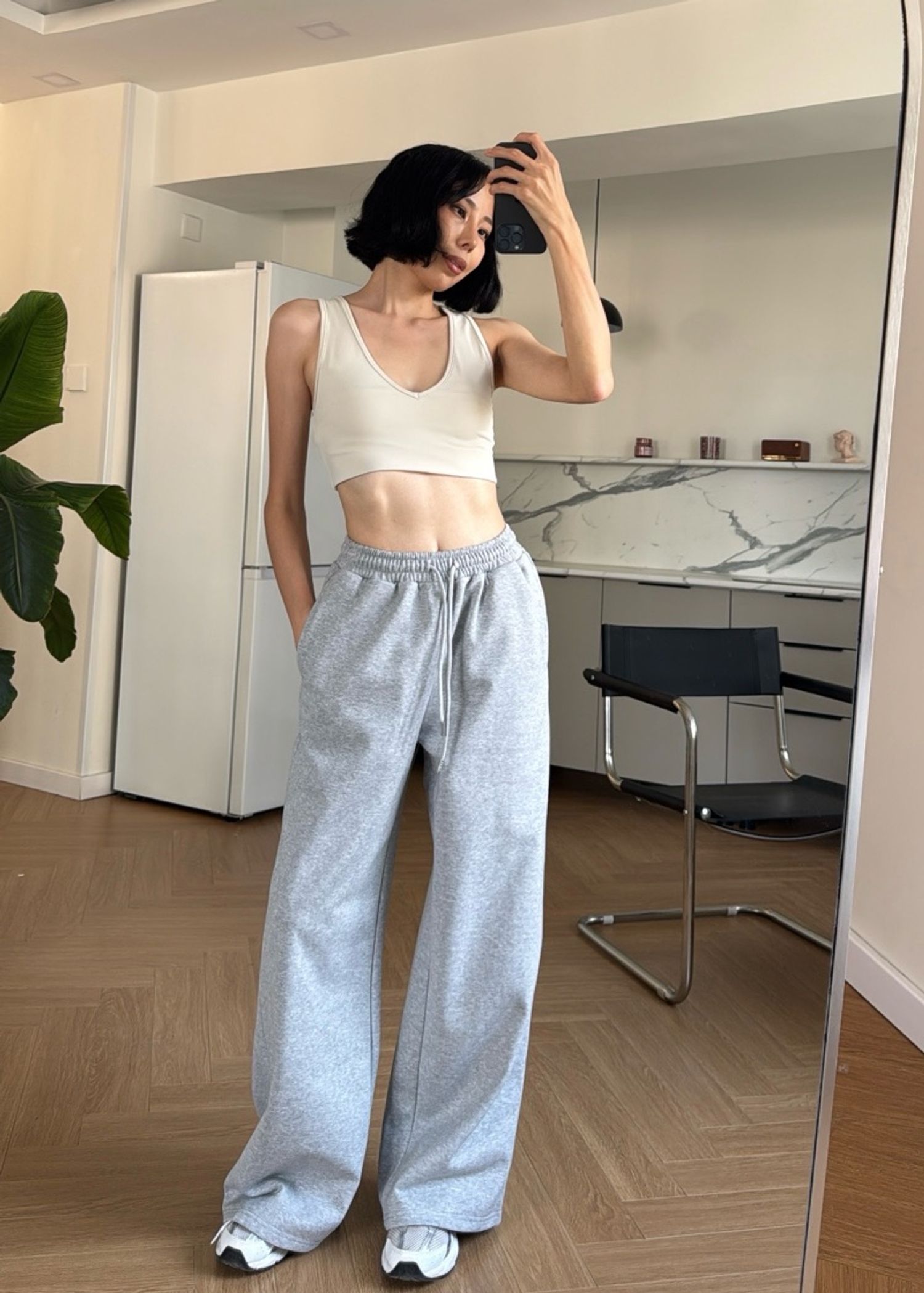 Loose Straight Sweatpants /Gray/