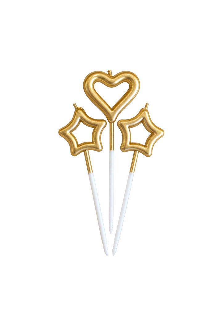 Gold Heart and Star Cake Picks