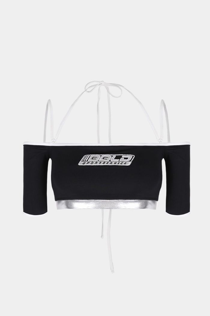 Sports Club Off Shoulder 1/2 Tee Bra - Black