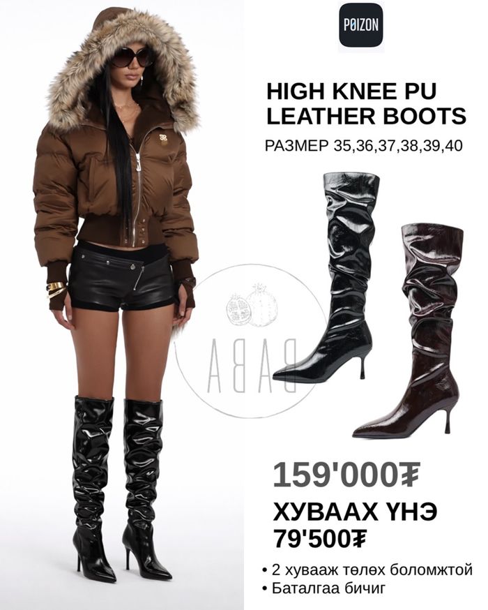 HIGH KNEE PU LEATHER BOOTS