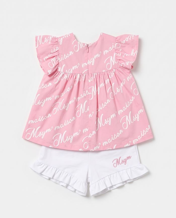 SET POPLIN TOP, JERSEY SHORT