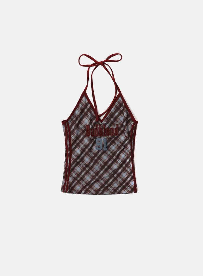 Vintage Club Halter Tank - Checked Red