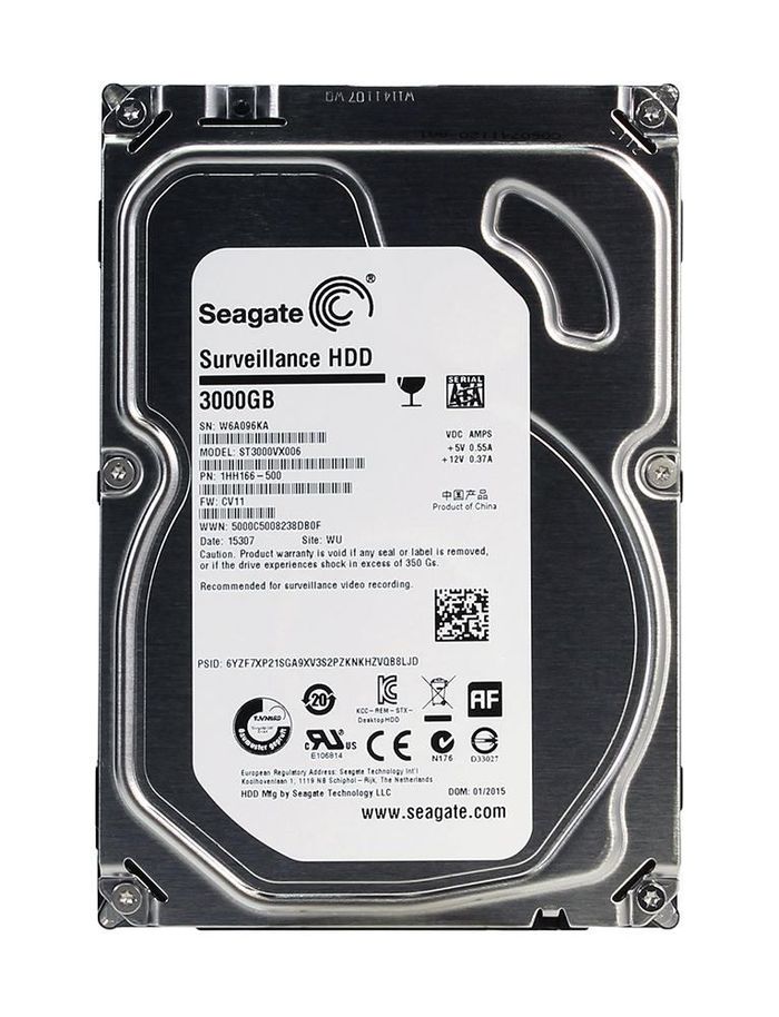 Seagate ST3000VX006 3TB HDD for Surveillance and Security (7200 RPM)