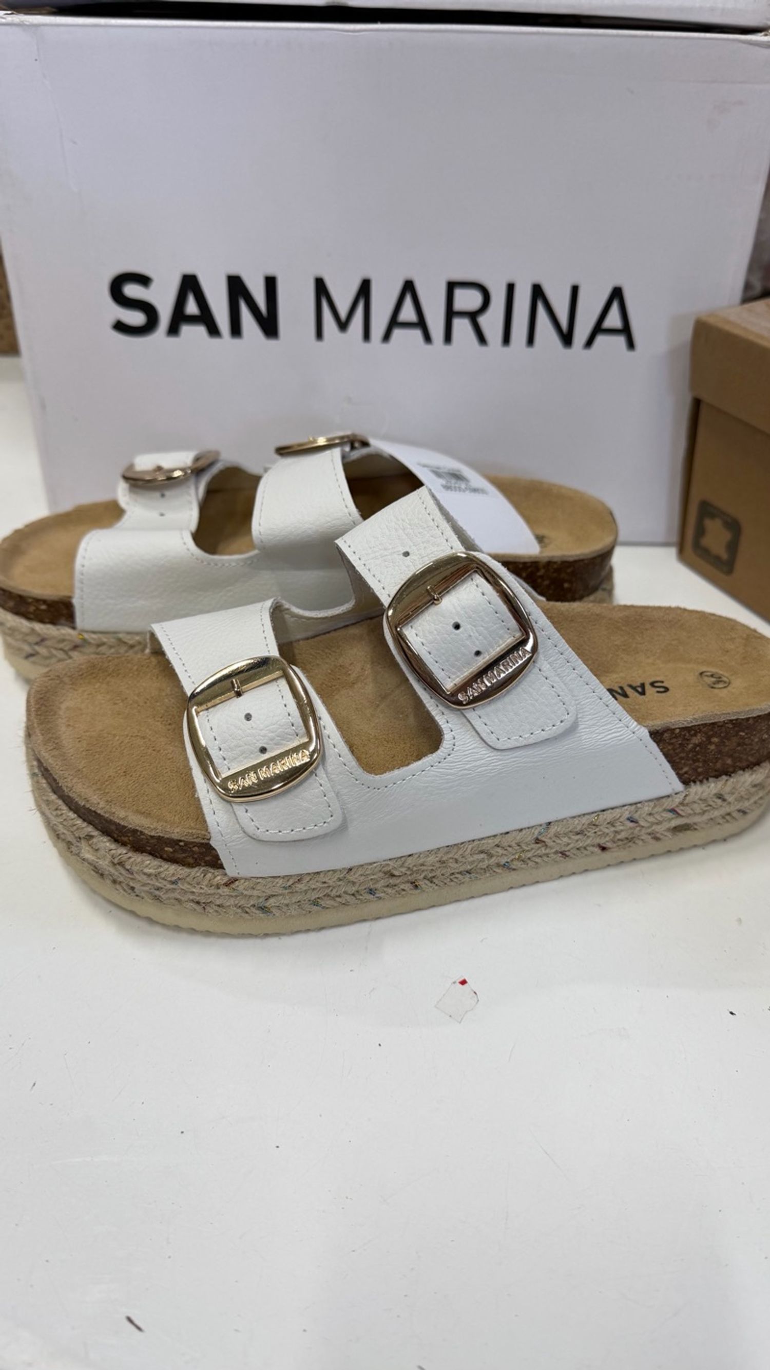 San marina white leather