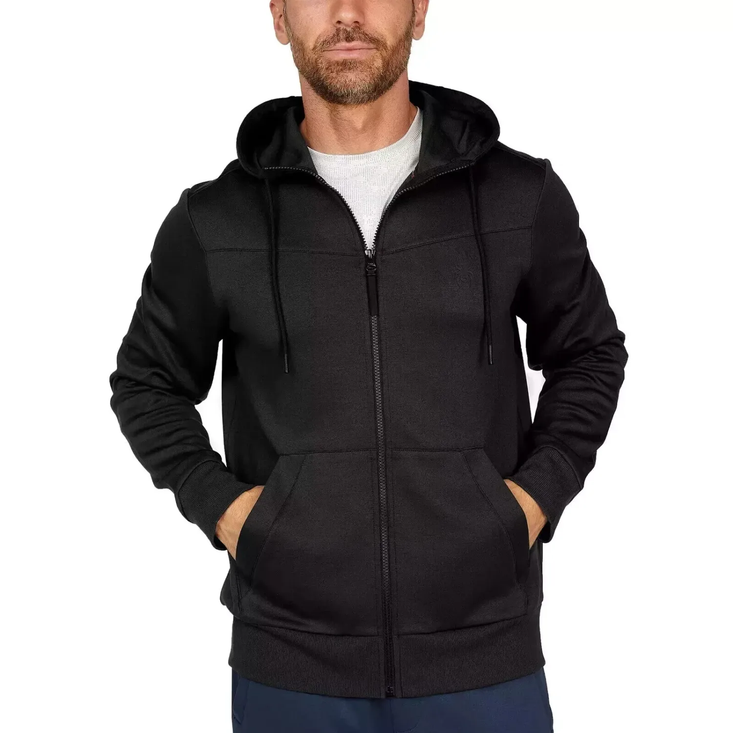 Spyder Men's Full Zip Stretch Hoodie Jacket, Black, Size S