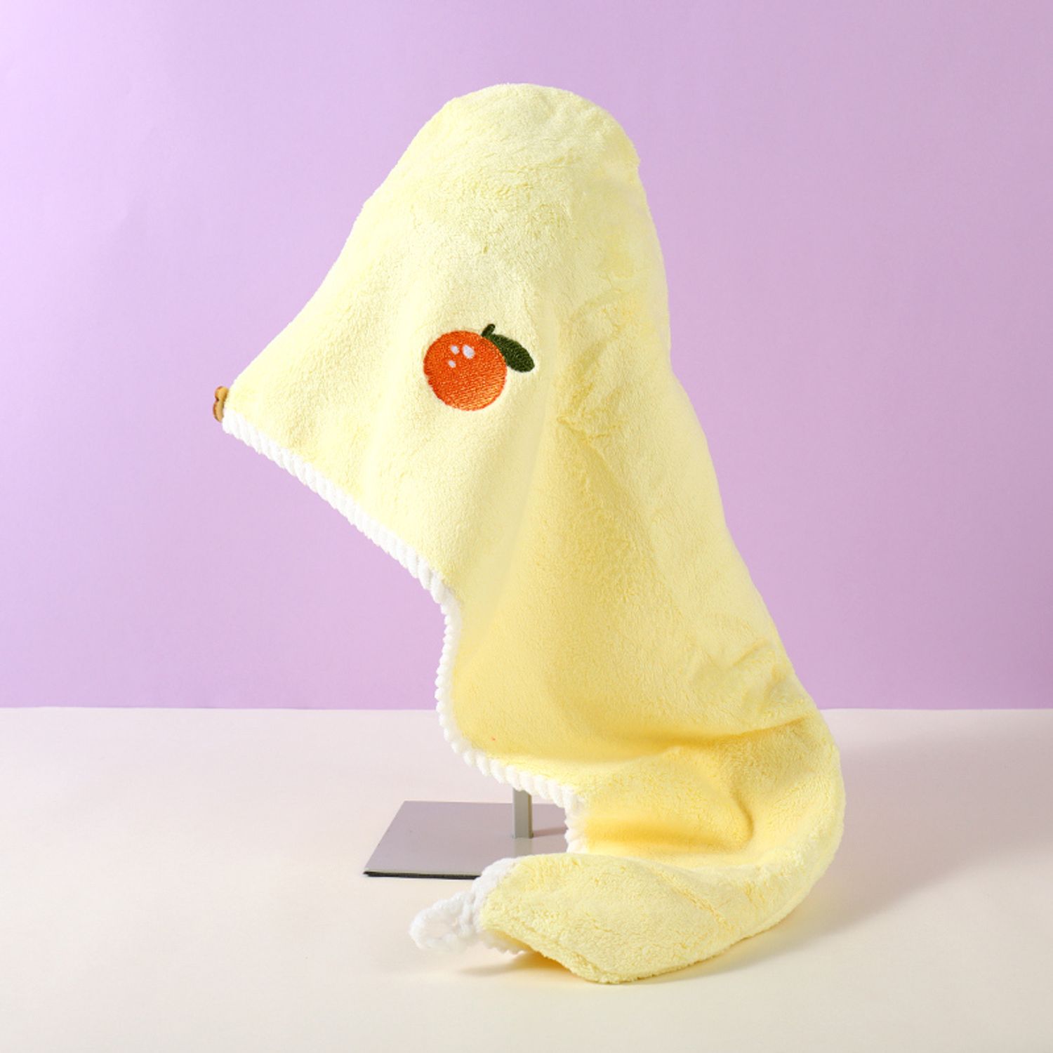 Vitality Orange Coral Velvet Hair-Drying Cap (Yellow)