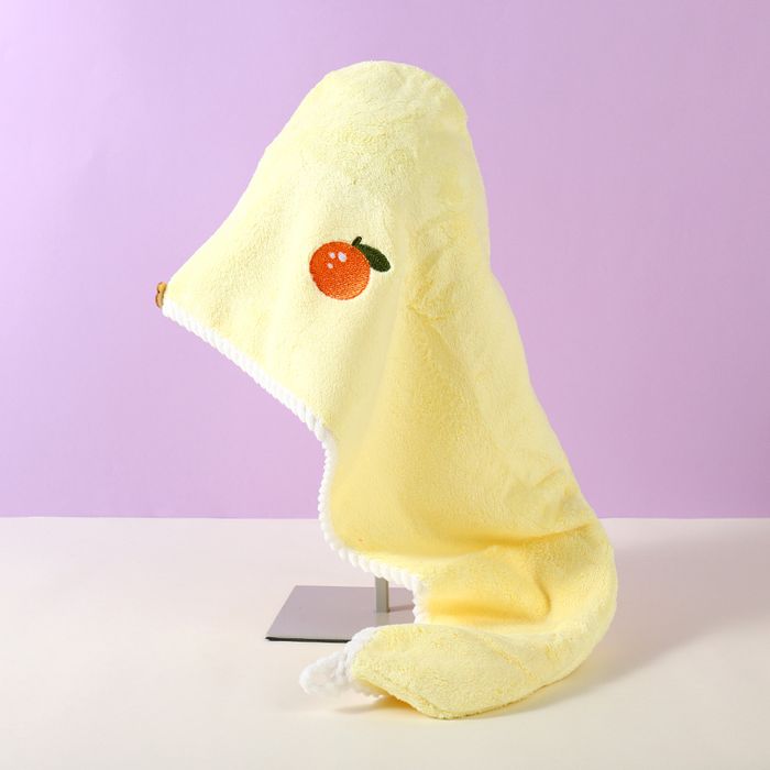 Vitality Orange Coral Velvet Hair-Drying Cap (Yellow)