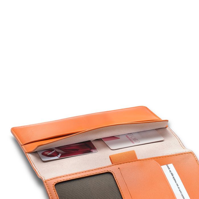 PASSPORT CASE SHEAFFER EIP LEATHER WITH PEN LOOP AND HEART EMBLEM IN CHAMPAGNE GOLD FINISH ORANGE