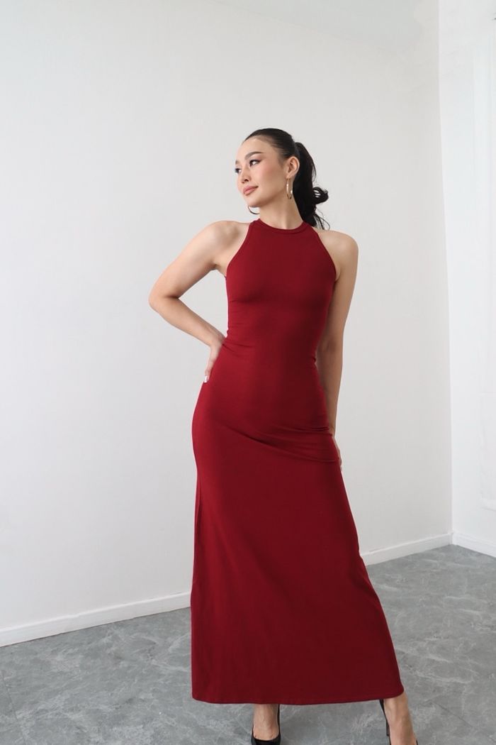 Halter neck maxi dress