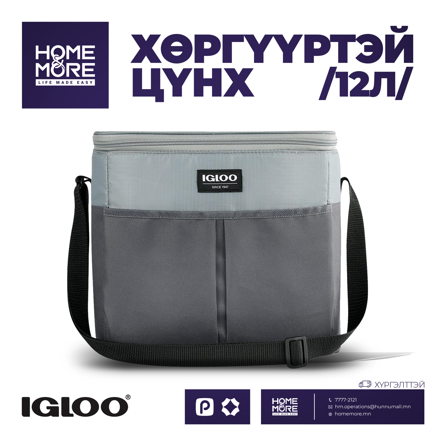 Igloo Insulated Cooler Bag - Gray