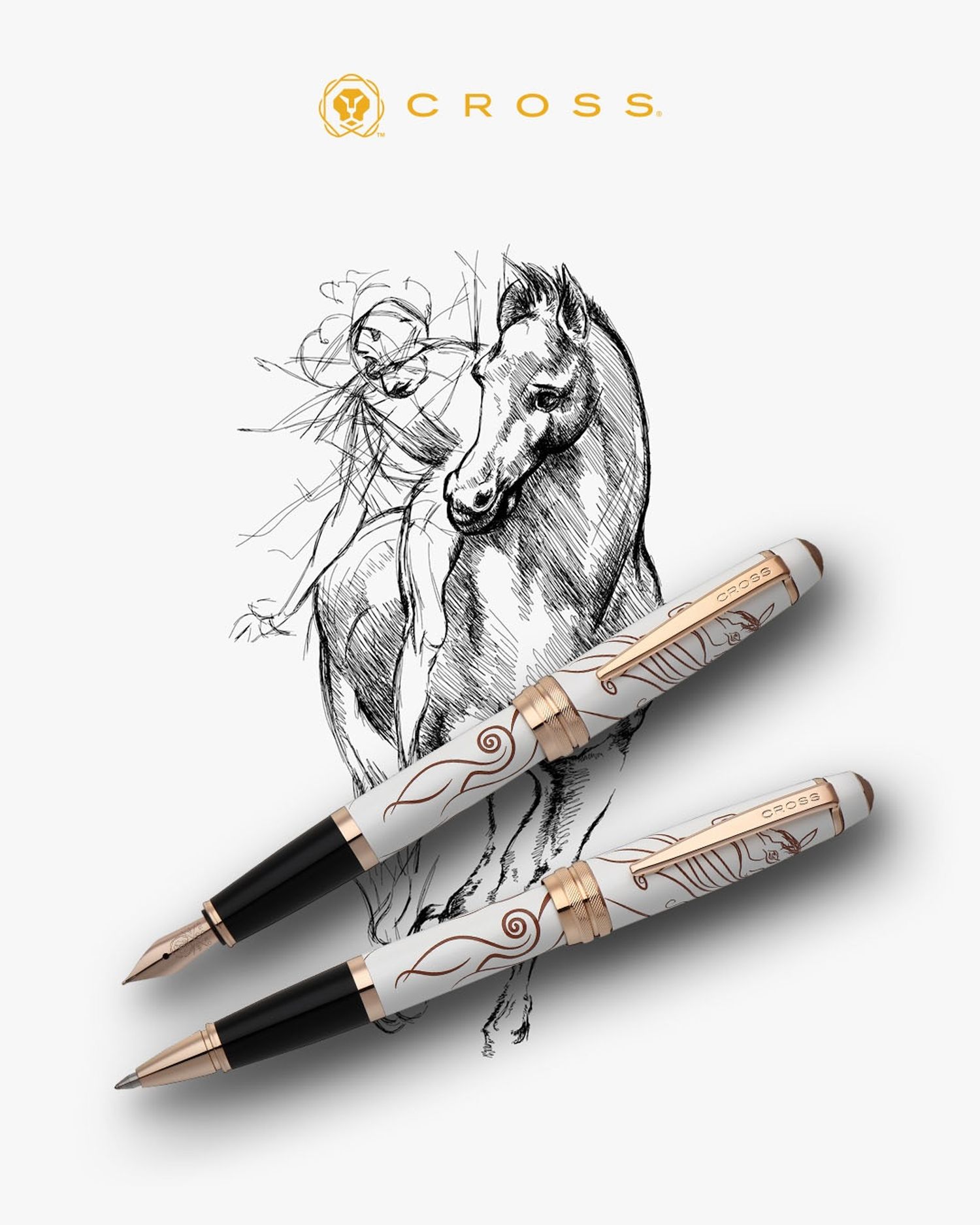 Bailey™ Zodiac Year of the Horse White Lacquer with Rose-Gold Plated Appointments Rollerball Pen