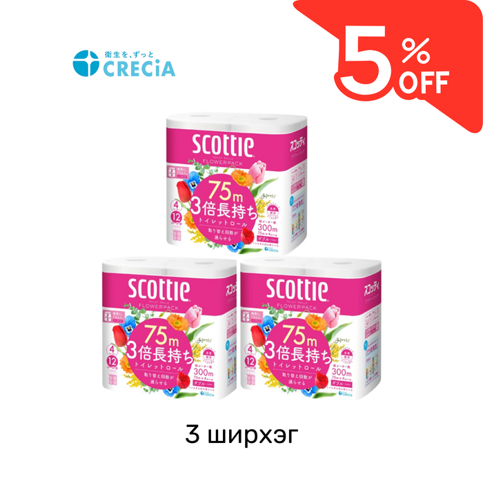 Ариун цэврийн цаас Scottie flower pack