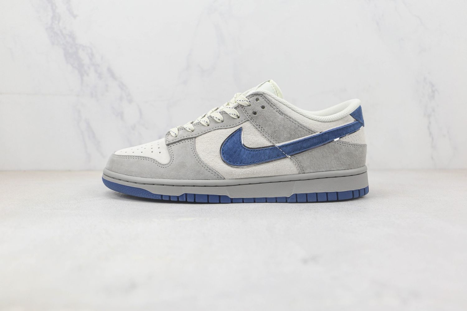  Grey White Color with Blue Tick Dunk Sneakers
