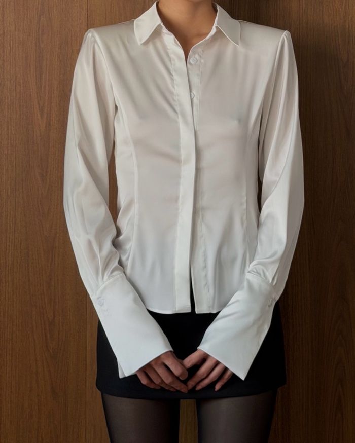 SLIM FIT SILK SHIRT | WHITE