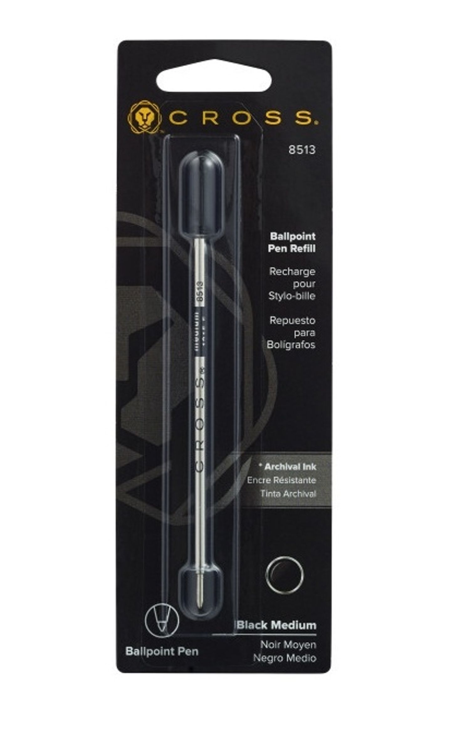 Ballpoint Pen Refill - Black - Medium - Packaged One Per Card