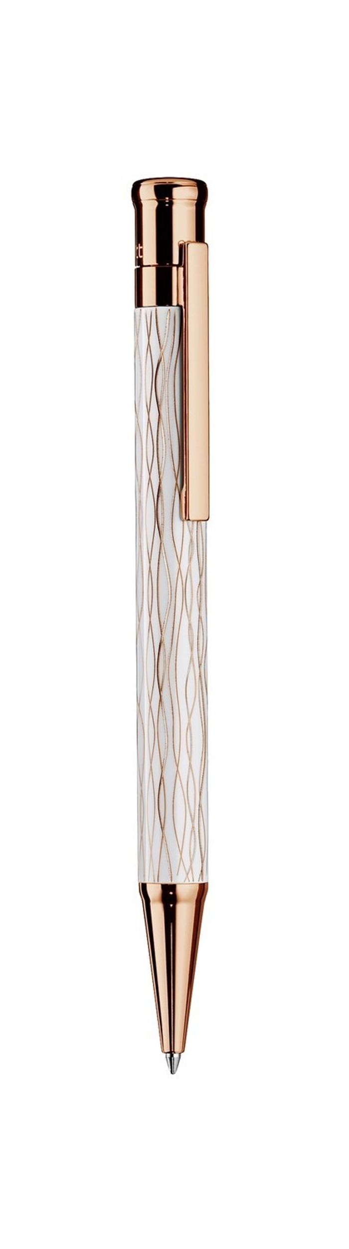 Otto-Hutt  Design 04 Ballpoint pen - barrel wave white fittings rosé gold plated