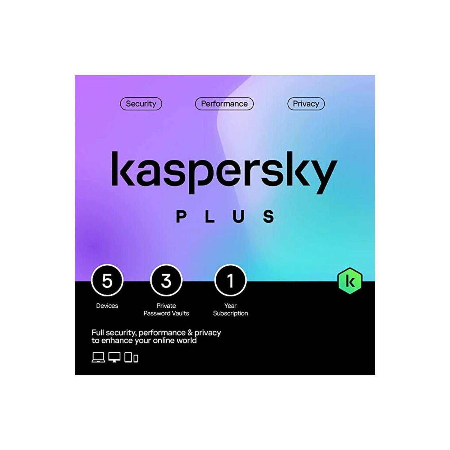 Kaspersky Plus Advanced Security, 5 төхөөрөмж, 1 жилийн хугацаатай