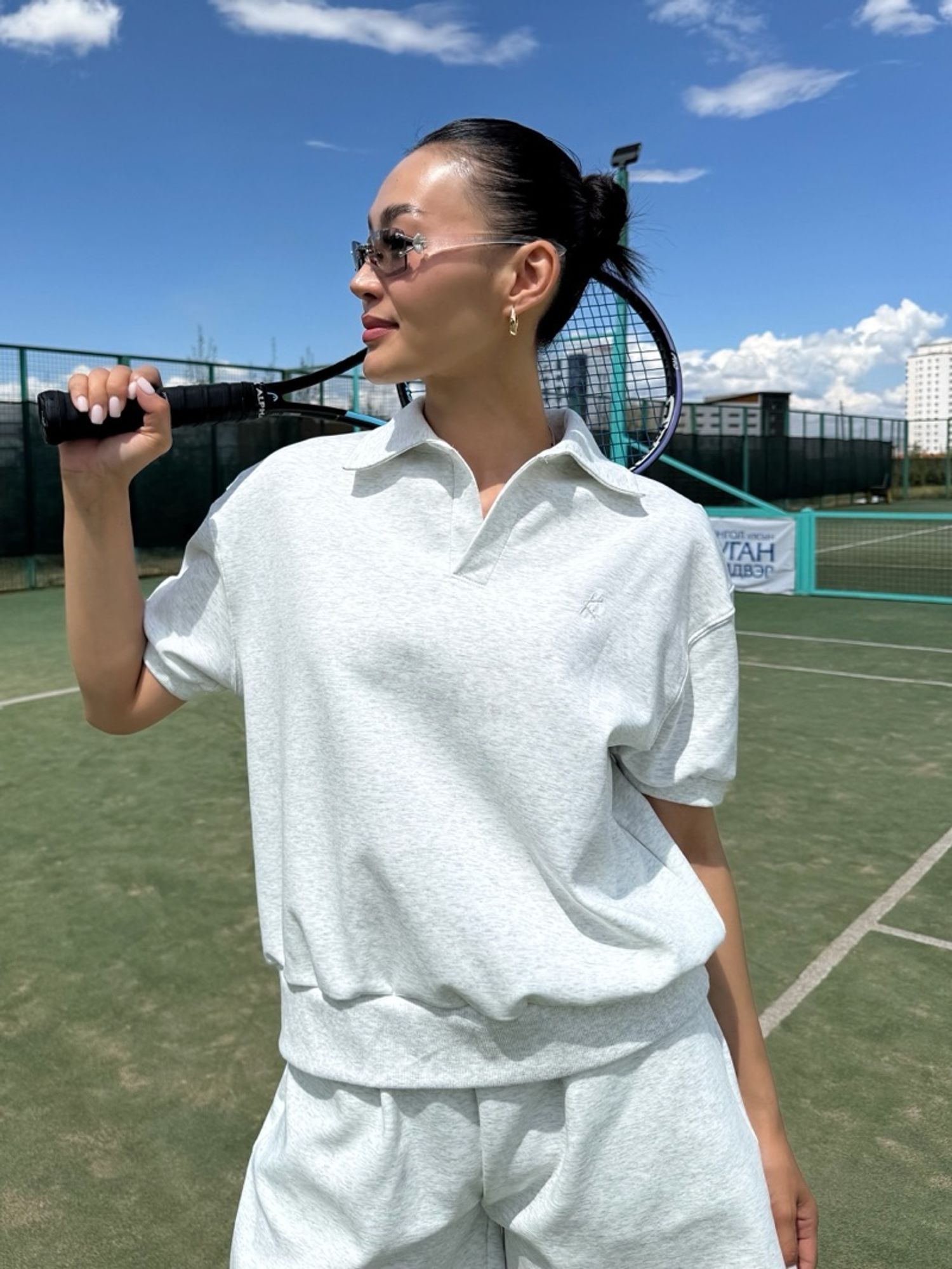 Midi sleeve polo shirt