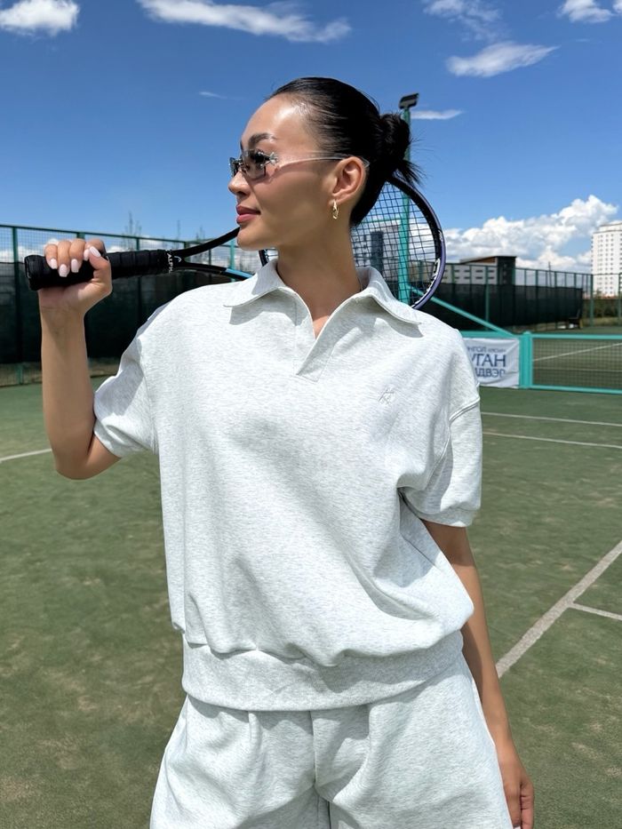 Midi sleeve polo shirt