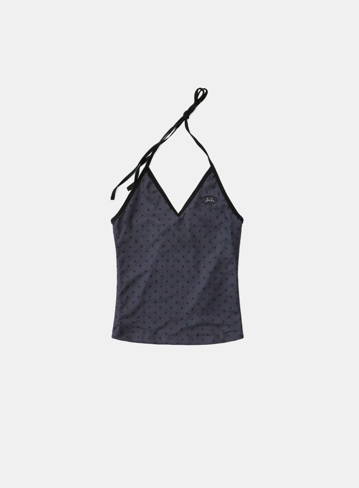 Splash Dot Halter Tank - Charcoal