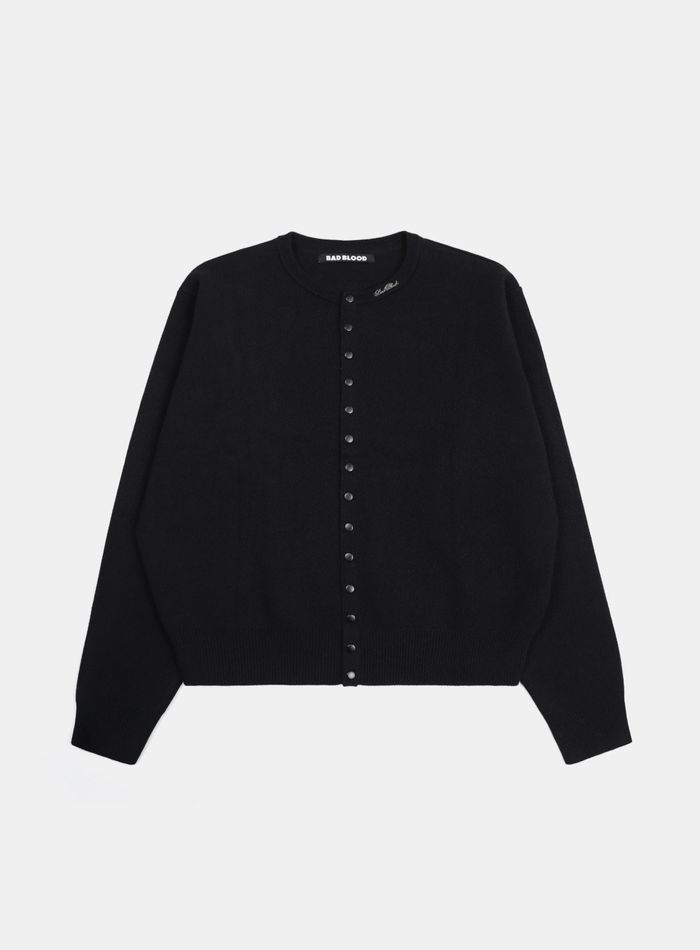 Heavyweight Button Up Cardigan - Black