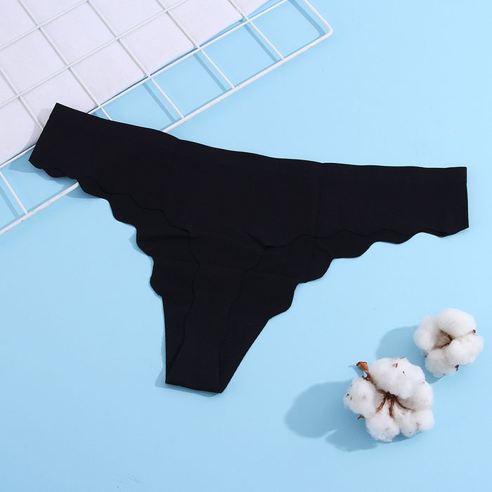 Seamless Comfortable Thong for Ladies(Black) (L)