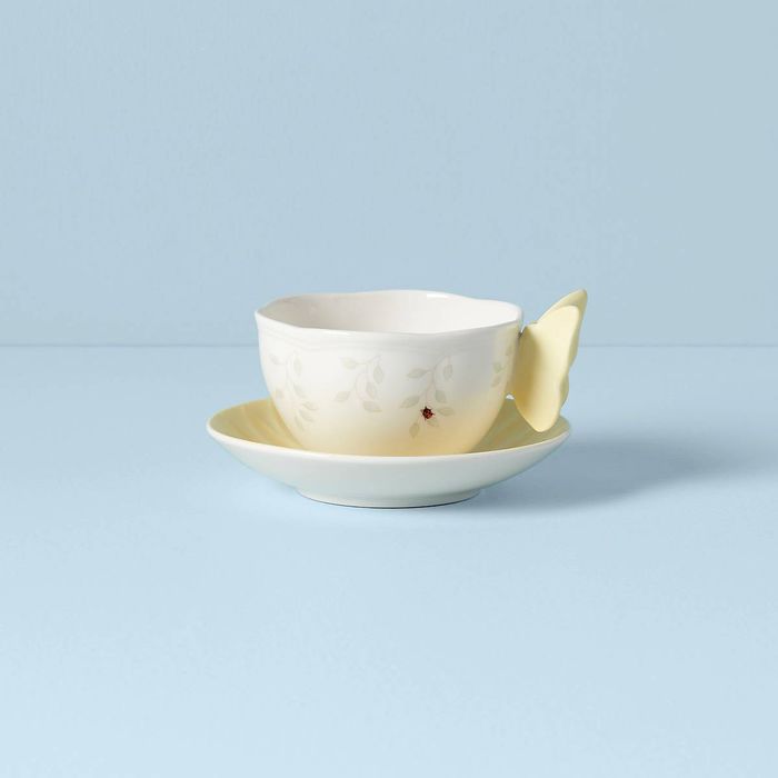 BUTTERFLY MEADOW FIG YEL CUP & SAUCER