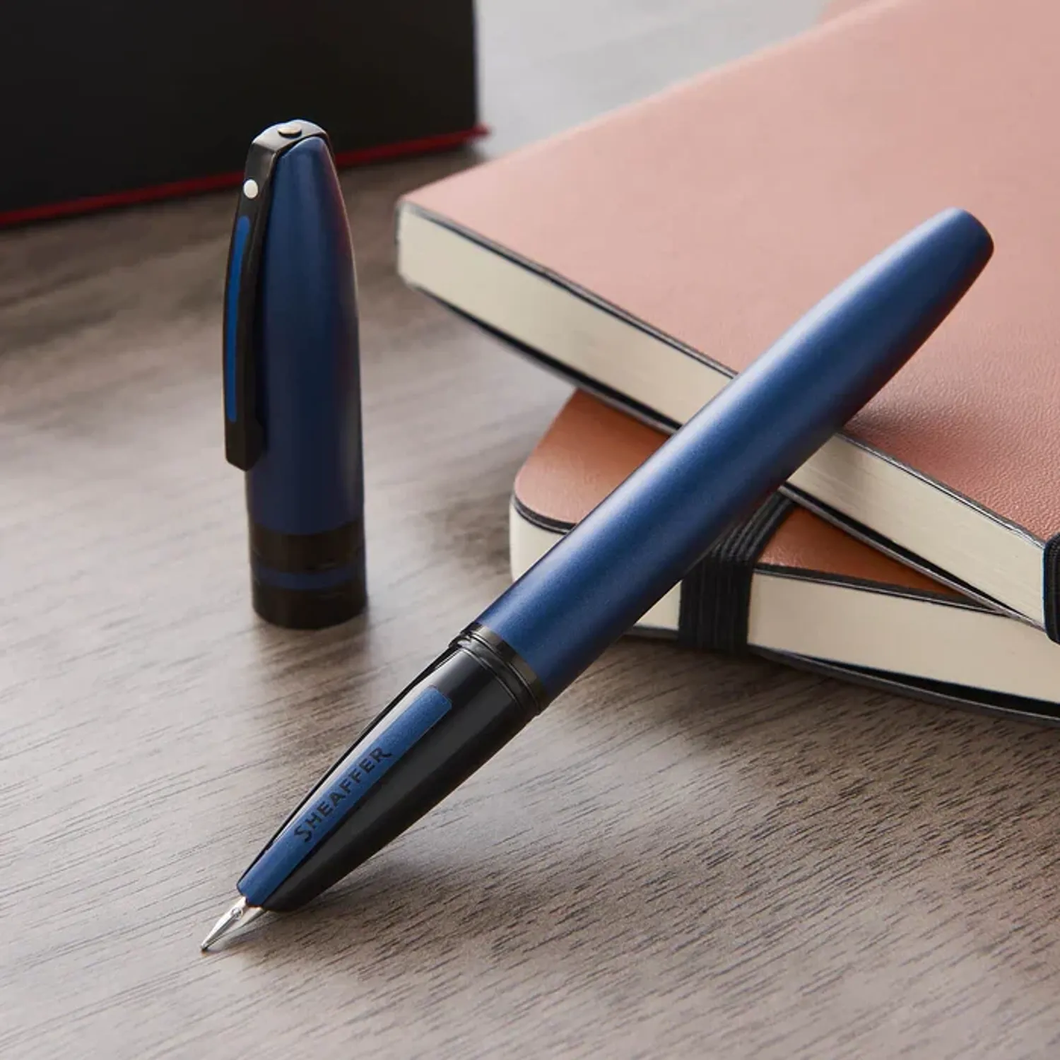 Sheaffer Icon Fountain Pen - Metallic Blue Lacquer Gloss Black PVD Trim
