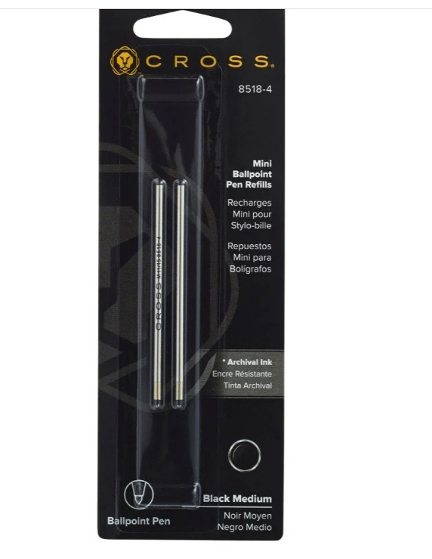 Mini Ballpoint Pen Refill - Black - Medium - Dual Pack
