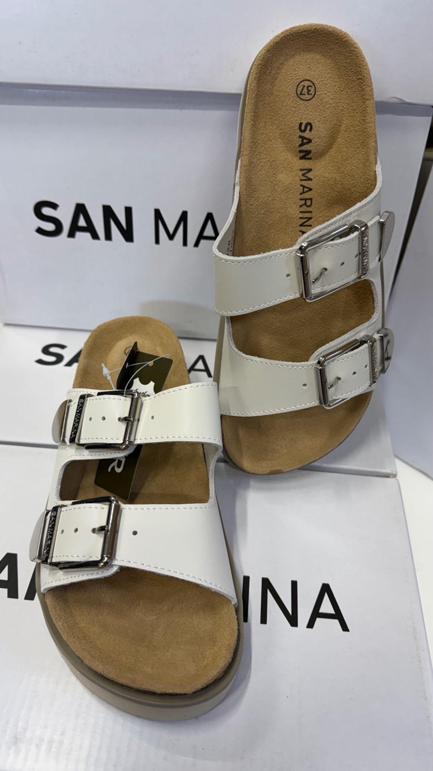 San marina white leather