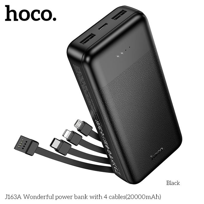 Hoco J163A Зөөврийн Цэнэглэгч - 4 кабельтай (20000mAh)