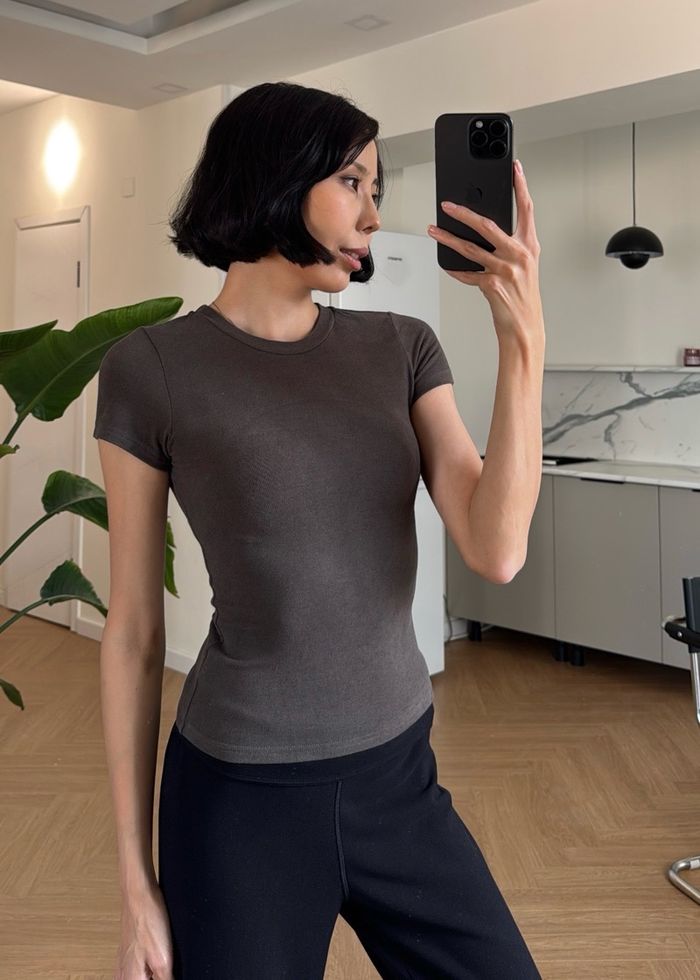 Velvet T-shirt /dark gray/